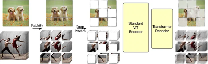 Teaser figure for OmniMAE: Single Model Masked Pretraining on Images and Videos