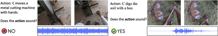 Teaser figure for SoundingActions: Learning How Actions Sound from Narrated Egocentric Videos